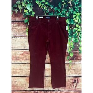 Old Navy Mid Rise Flare Ankle Corduroy Pants Women's 16 Maroon Red Stretchy NWT